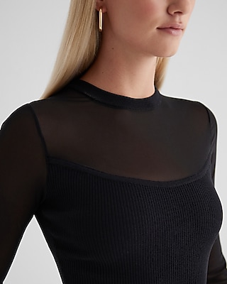MESH BODYSUIT 9613392:PITCH BLACK:XL