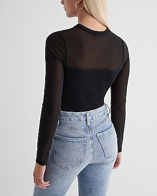 MESH BODYSUIT 9613392:PITCH BLACK:XL