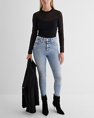 MESH BODYSUIT 9613392:PITCH BLACK:XL