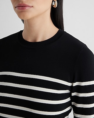 Silky Soft Fitted Striped Crew Neck Sweater