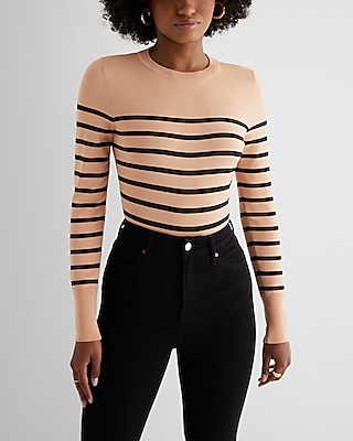 新品　WOMEN’S WR STRIPE CREW NECK KNIT S Silky Soft Fitted Striped Crew Neck Sweater | Express