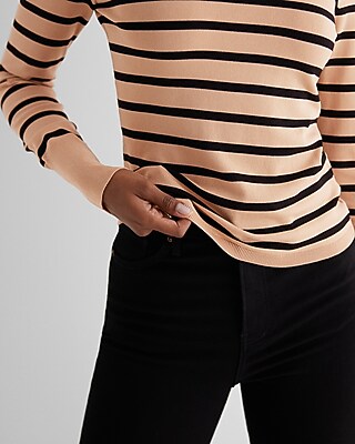 Silky Soft Fitted Striped Crew Neck Sweater | Express
