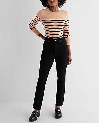 Silky Soft Fitted Striped Crew Neck Sweater | Express