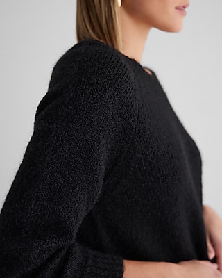 Fuzzy Knit Crew Neck Sweater