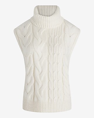 Cable Knit Turtleneck Sweater Vest
