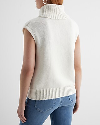 Cable Knit Turtleneck Sweater Vest