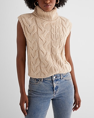 Cable Knit Turtleneck Sweater Vest Express - Main Image