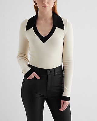 Crew neck sweater clearance with collared shirt womens