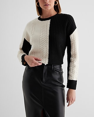 Pamela Two-Toned Color Block Crew Neck Sweater main image 1