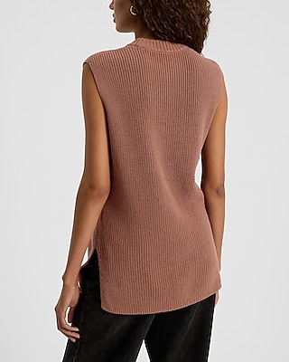 Sleeveless Mock Neck Tunic Sweater