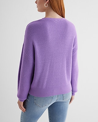 Relaxed Ribbed V-Neck Sweater