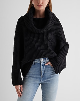 Ribbed Cowl Neck Sweater