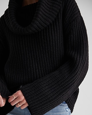 Ribbed Cowl Neck Sweater