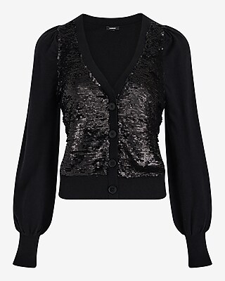 トップス black-black cfcl GLITTER SHIRT CARDIGAN FLUTED GLITTER COLLARLESS SHIRT CARDIGAN