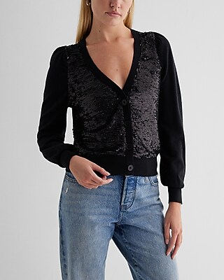 Sequin Button Front Cardigan Express