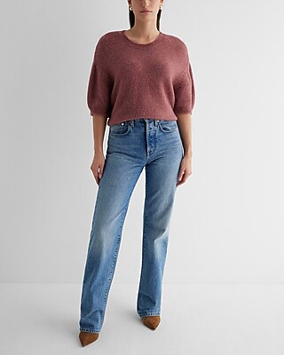 Crew Neck Short Puff Sleeve Sweater - image 4