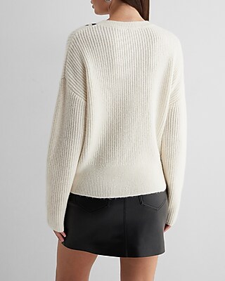 Cable Knit Color Block Crew Neck Sweater - image 3
