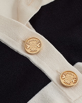 Striped Novelty Button Polo Sweater