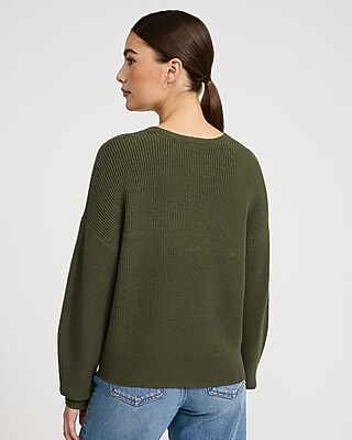 Ultrasoft Ribbed Relaxed V-neck Sweater | Express