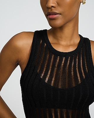 Striped Open Stitch Sweater Tank - image 2