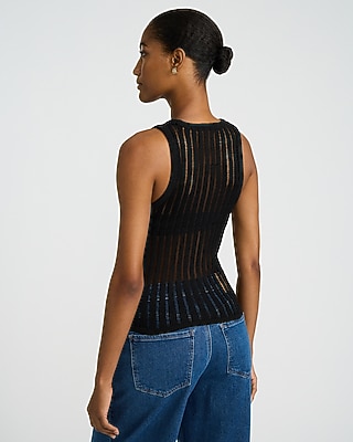 Striped Open Stitch Sweater Tank - image 3
