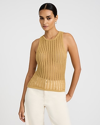 Striped Open Stitch Sweater Tank