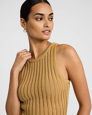 Striped Open Stitch Sweater Tank