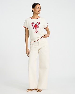 Lobster Crew Neck Short Sleeve Sweater