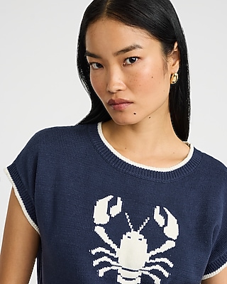 Lobster Crew Neck Short Sleeve Sweater
