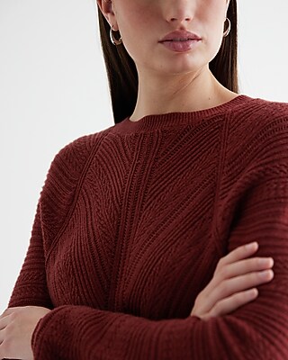 Open Stitch Crew Neck Sweater