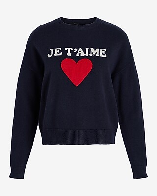 JE TAIME HEART PULLOVER 9613590:NAVY:XS