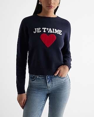 JE TAIME HEART PULLOVER 9613590:NAVY:XS