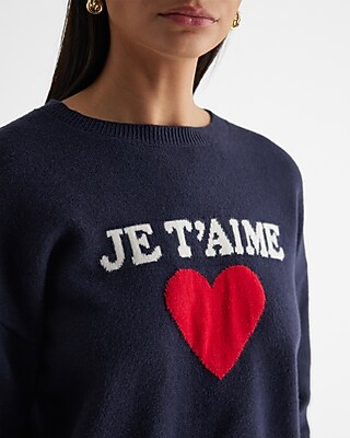JE TAIME HEART PULLOVER 9613590:NAVY:XS