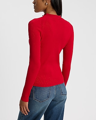 Silky Soft Fitted Ribbed Mock Neck Button Shoulder Sweater