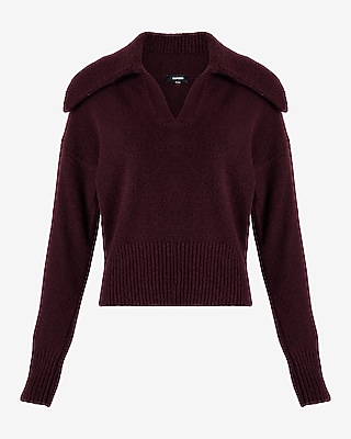 V-Neck Long Sleeve Polo Sweater