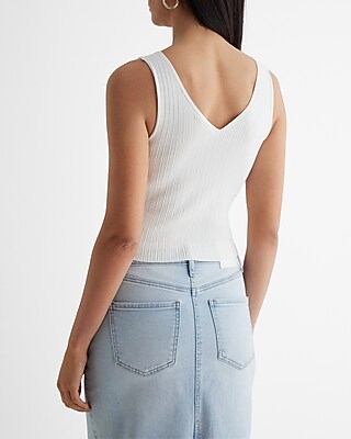 Ribbed V-Neck Sweater Tank - image 2