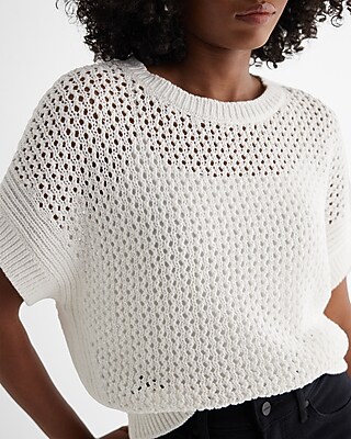 Open Stitch Short Sleeve Sweater | Express