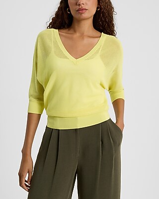 Sheer V-Neck Banded Bottom SoHo Sweater