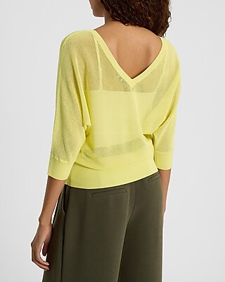 Sheer V-Neck Banded Bottom SoHo Sweater