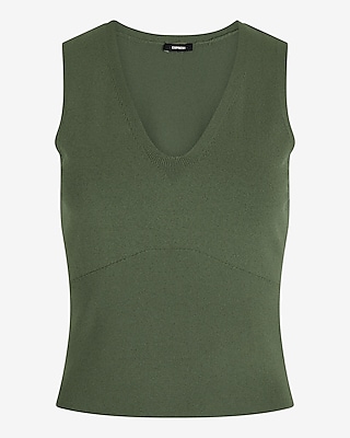 Silky Soft Fitted V-Neck Sweater Tank