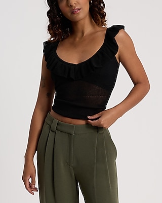 ナウンレス NOUNLESS UNBALANCE RUFFLE TANK TOP （NOIR） Black Ruffle Tank Top UNBALANCE RUFFLE TANK TOP – NOUNLESS