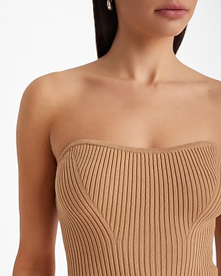 Ribbed Strapless Sweater Tube Top
