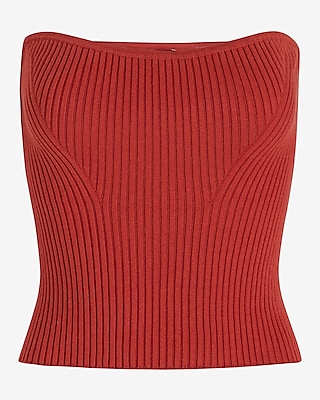 Ribbed Strapless Sweater Tube Top