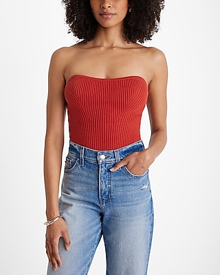 Ribbed Strapless Sweater Tube Top