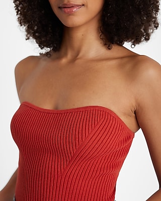 Ribbed Strapless Sweater Tube Top