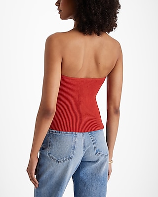 Ribbed Strapless Sweater Tube Top