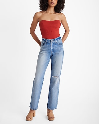 Ribbed Strapless Sweater Tube Top