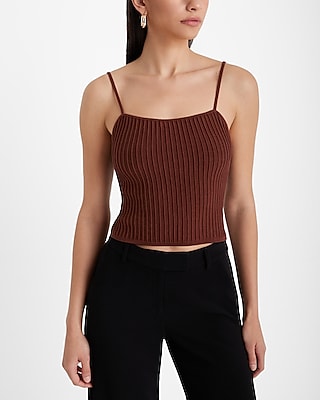 Fitted Ribbed Square Neck Sweater Cami