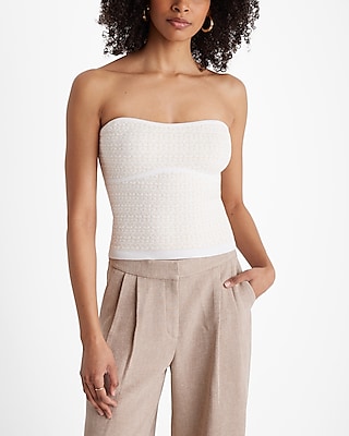 Textured Pattern Strapless Sweater Tube Top