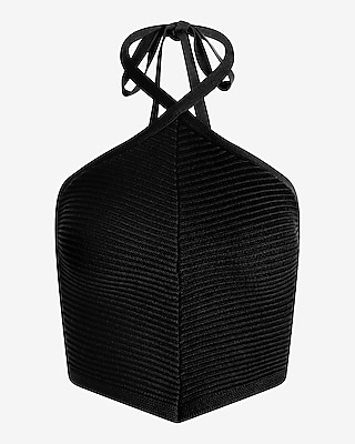 Ribbed Halter Handkerchief Sweater Tank
